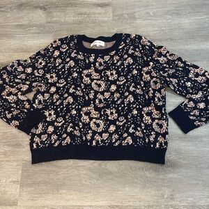 John + Jenn Navy & Navy Print Sweater Sz m